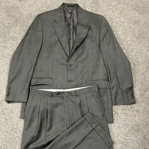Lauren Ralph Lauren Suit Mens 42R Pants 36X27 Grey Glen Plaid Wool Cashmere